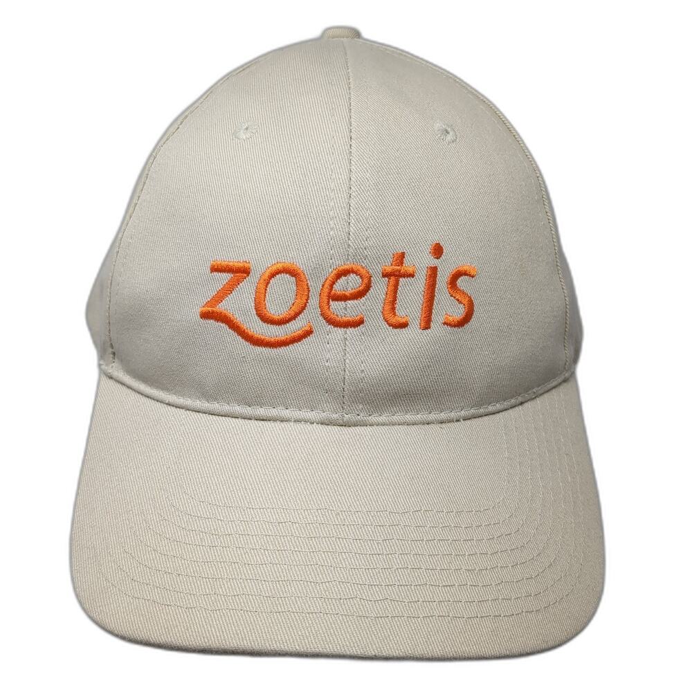Zoetis Strapback Hat Beige One Size Adjustable Embroidered Bayside